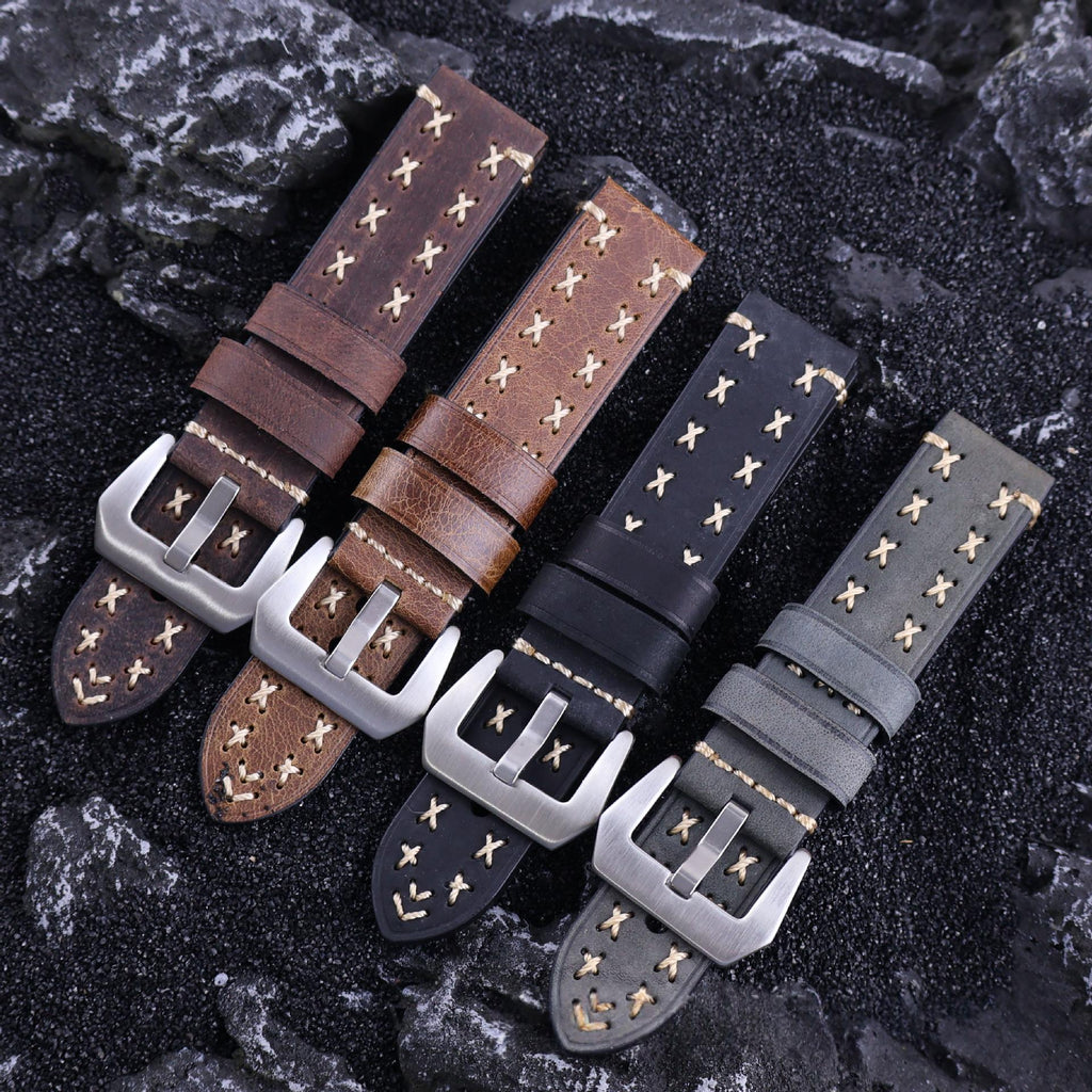 Montre en cuir artisanal avec une sangle tressée