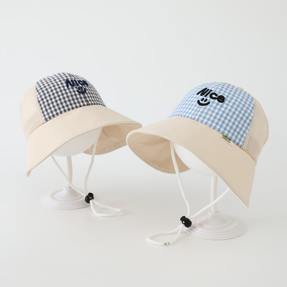 Été Garçons' et les filles' large bordé rayé brodé lettre style casual pêche chapeau F