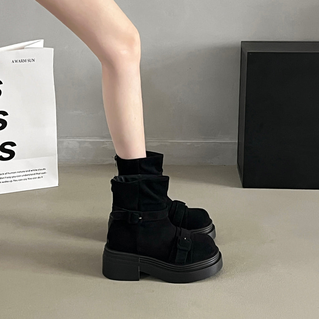 Femmes Hauteur de la plate-forme Augmenter British Style Martin Bottes Arrivée Trendy Vintage Wester