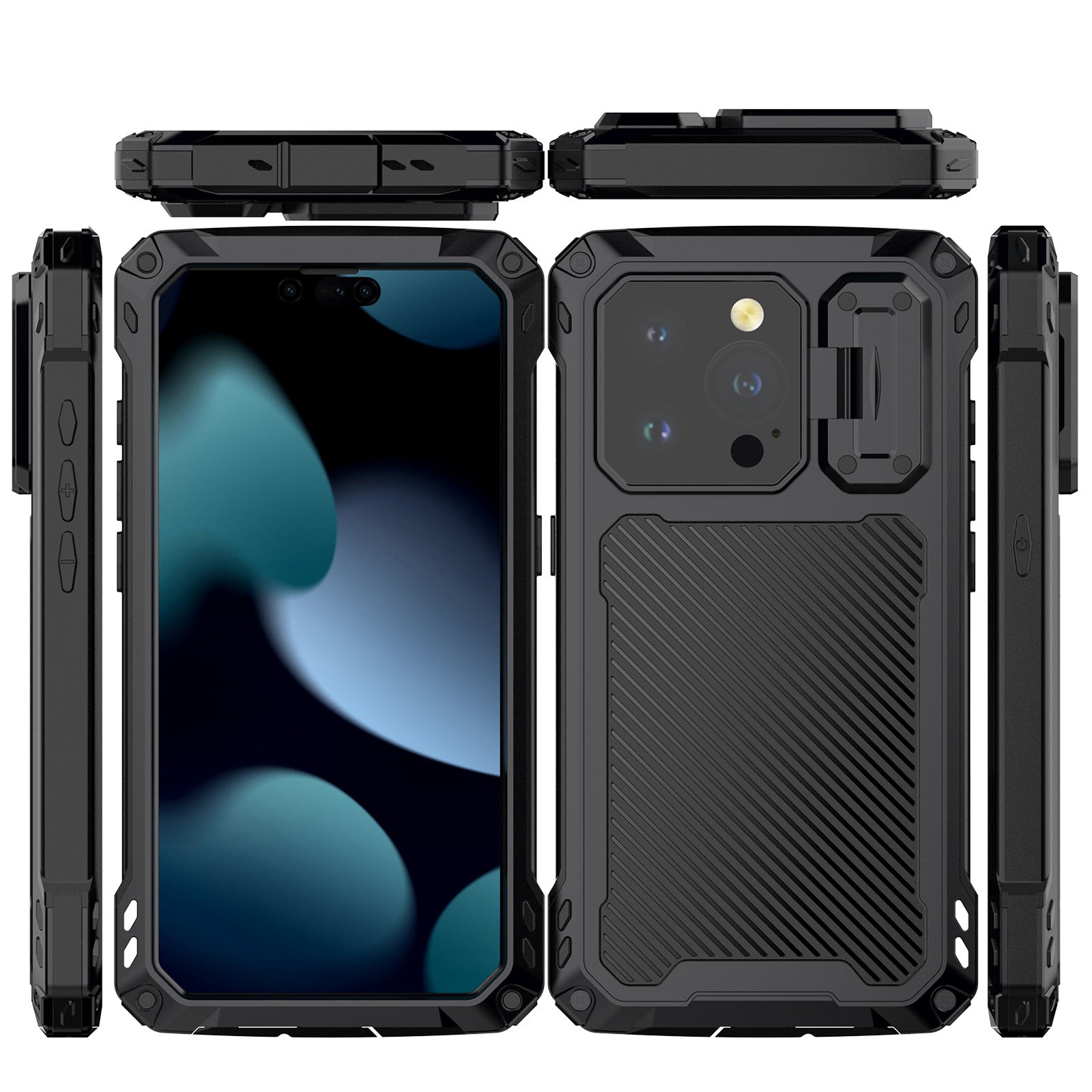 Boîtier de téléphone Silver Shield avec une protection et un support magnétiques complets
