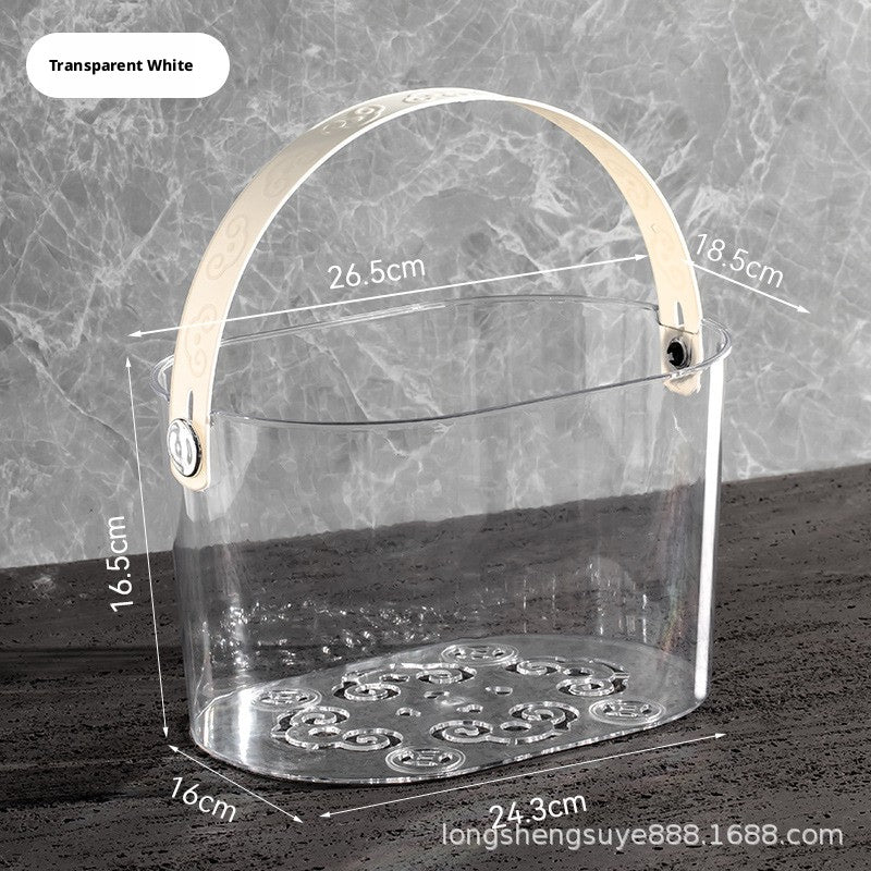 Panier de bain portable-simple poignée-transparent blanc-PET+PP-1 pièce