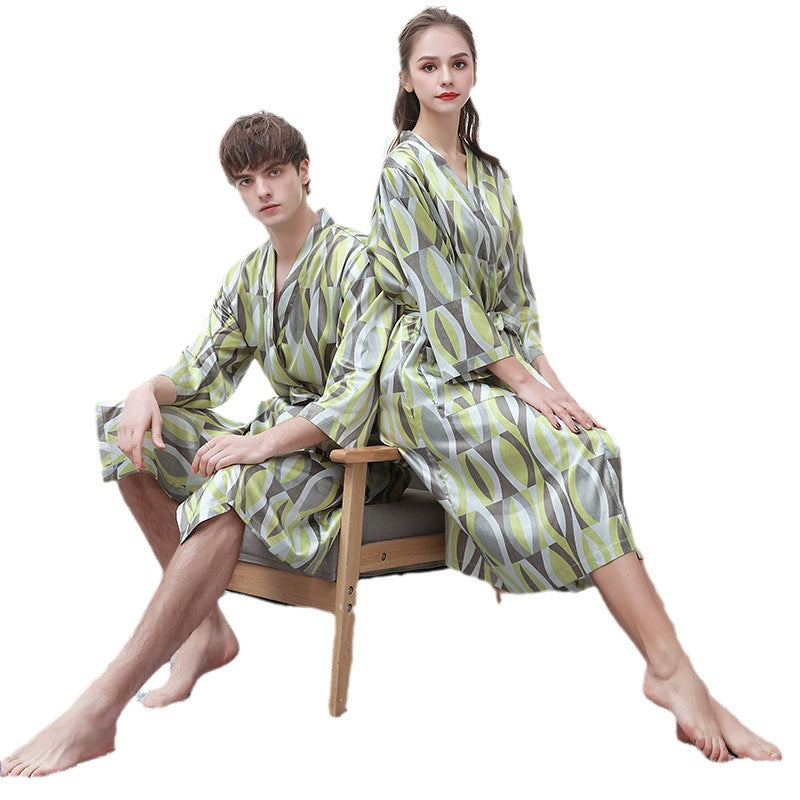 Ice-silk Thin-printed Home Peignoir