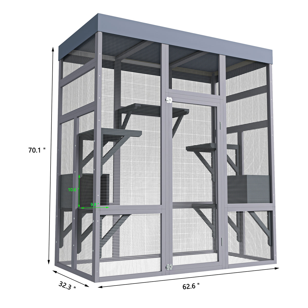 Catio extérieur en bois de 62.6" pour chats