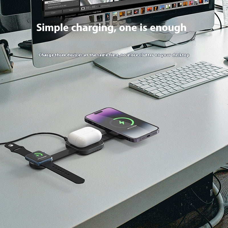 Compact and convenient magnetic 3-in-1 wireless charger