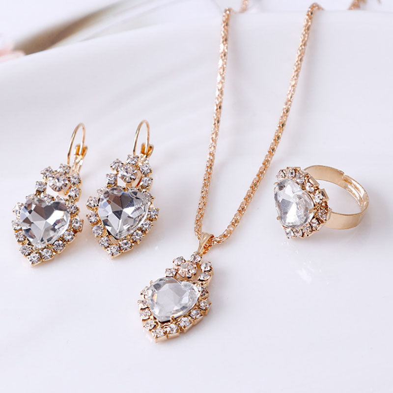 Boucles d'oreilles collier en strass à goutte d'eau