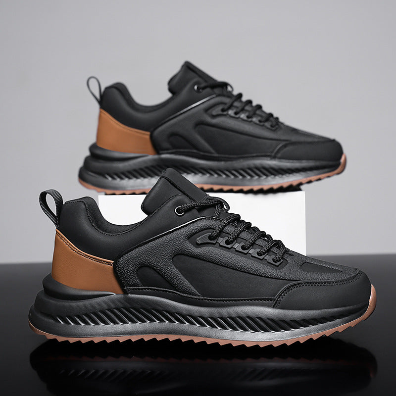 Plate-forme homme léger Soft Sole Sports en cuir Casual Sneakers