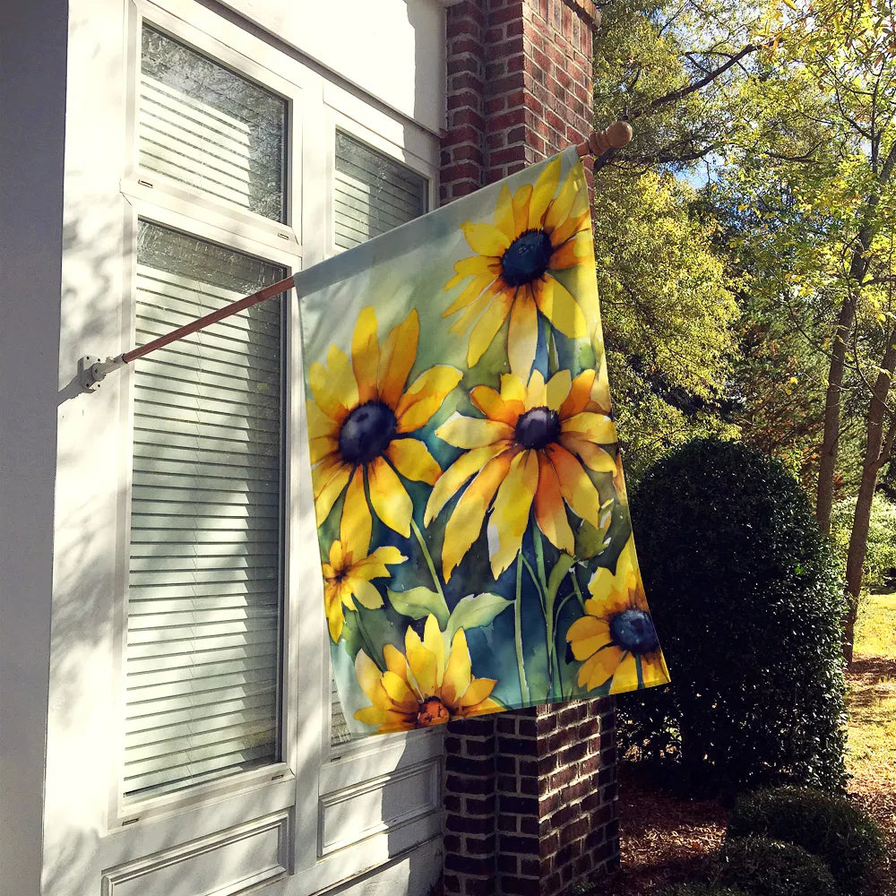 Maryland Black-Eyed Susans en Aquarelle Drapeau de la maison Grand Porc Manches Pole décoratif Out