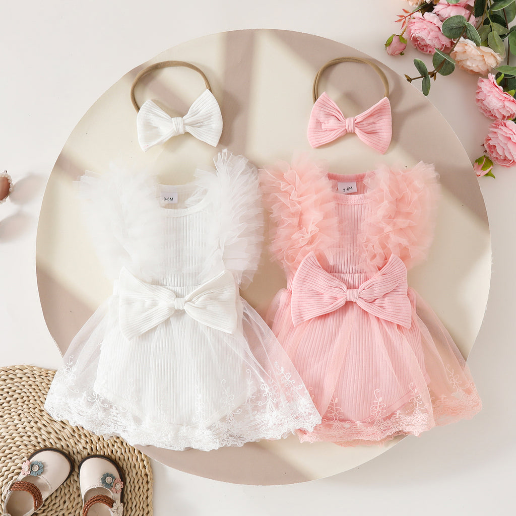 Triangle siamois Sweet Bow Bande de cheveux sans manches Leotard