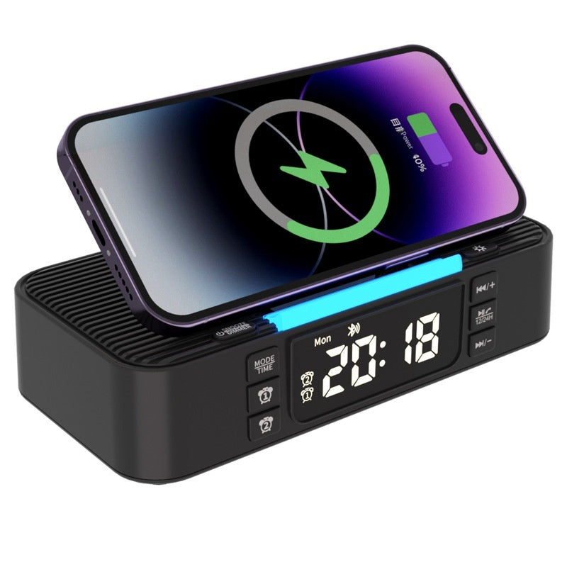 Lumière de nuit ambiante de recharge sans fil avec haut-parleurs Bluetooth double