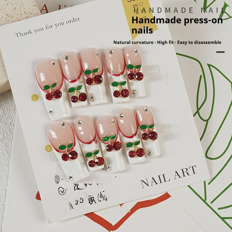 Cherry or diamond handmade wearable nails