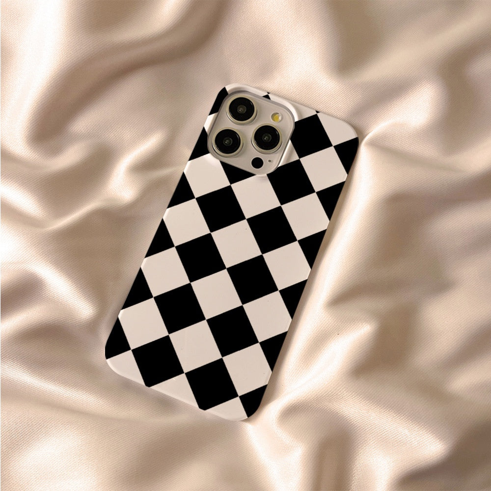 Cas de diamant minimaliste noir et blanc avec découpes de précision