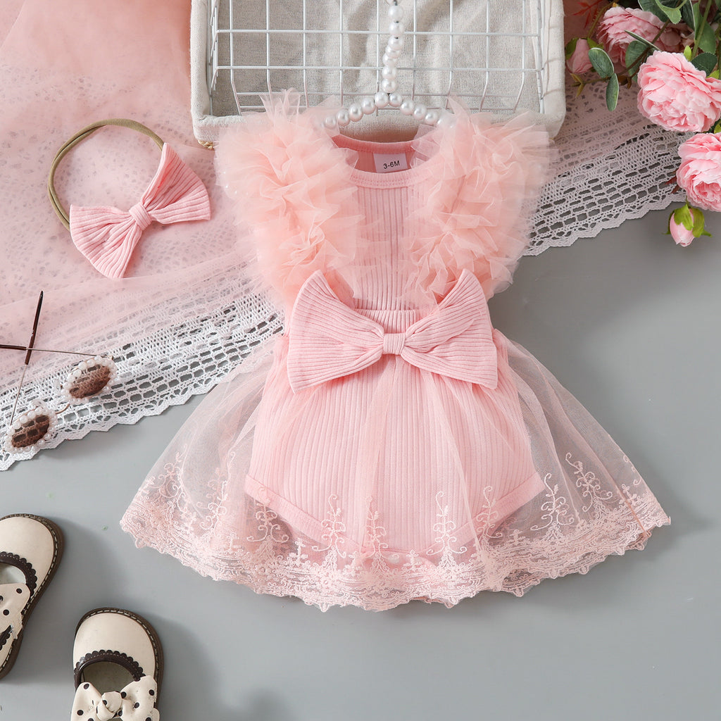 Triangle siamois Sweet Bow Bande de cheveux sans manches Leotard