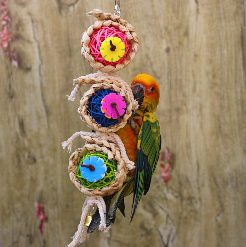 Parrot fournitures Jouet d'oiseau d'animal Jouet de bitte Ran Vine Bal Twist String