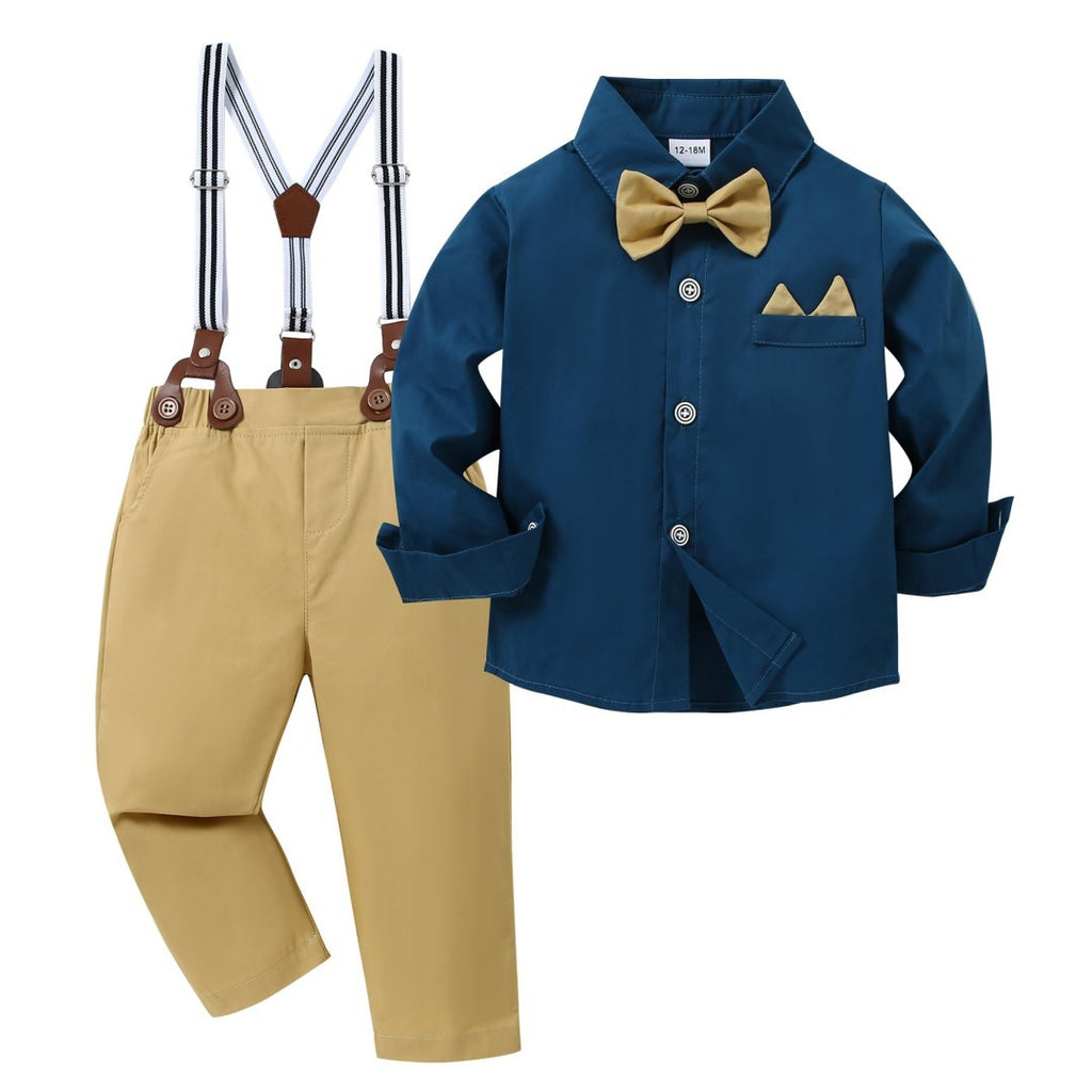 Chemise à manches longues et pantalons longs pour garçons Ensemble de trois pièces
