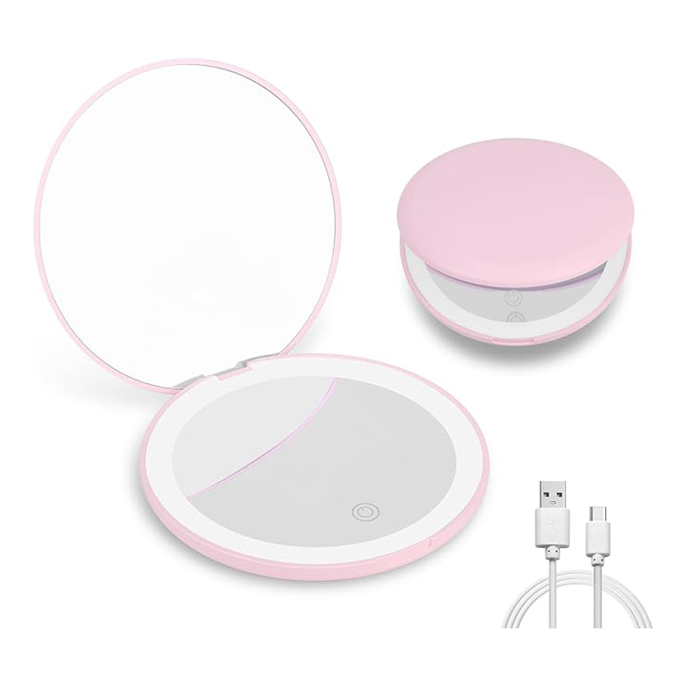 Miroir de maquillage de voyage avec lumière LED