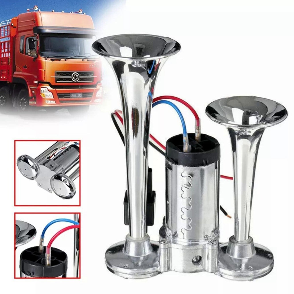 600DB Super Loud Car Truck Boat Dual Trumpet Train 12V Air Horn Compressor Kit