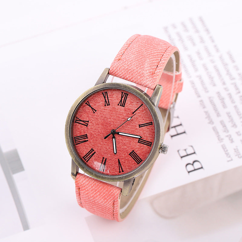 Montre Quartz Ceinture Denim Casual Femme