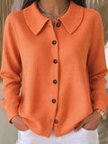 Fashion Round-neck Waffle Plain-color Casual Shirt