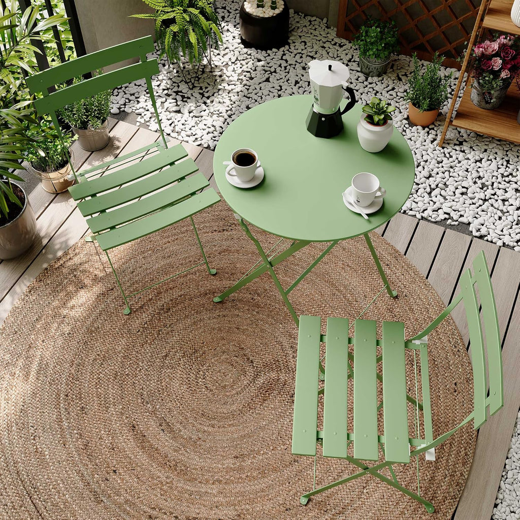 Intérieur Extérieur 3-Piece pliable Bistro Set pliant de meubles de patio extérieur 2 chaises A