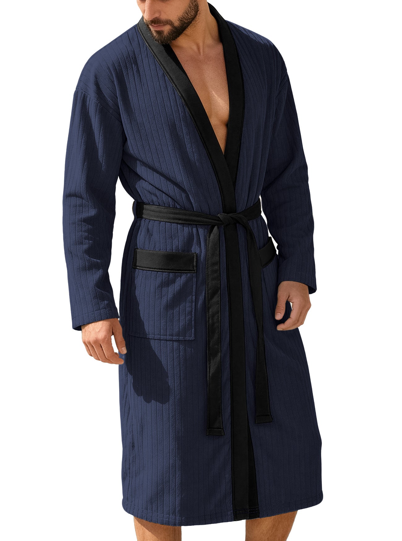 Ceinture longue Jacquard pour homme souple à couleur solide
