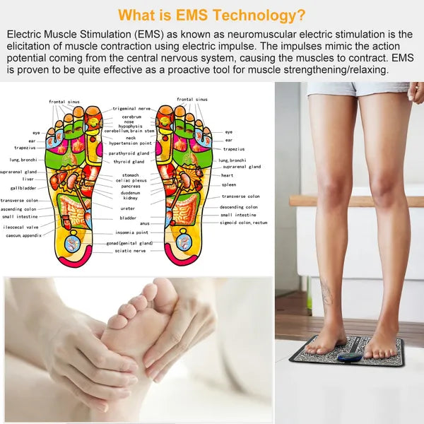 EMS Foot Massage Pad Massager électrique Stimulateur Unité Rechargeable Jambe Reformage Muscle P