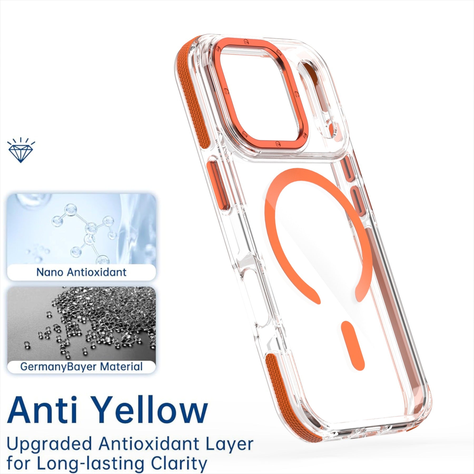 Cas de téléphone magnétique applicable transparent bicolore