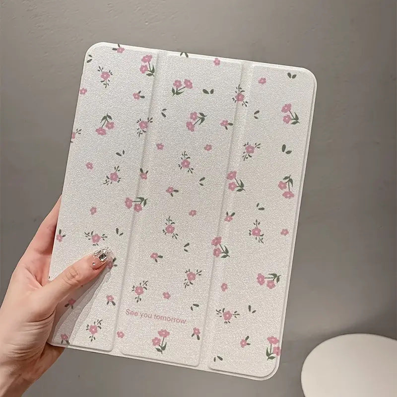 Étui de protection triple feuillet floral transparent
