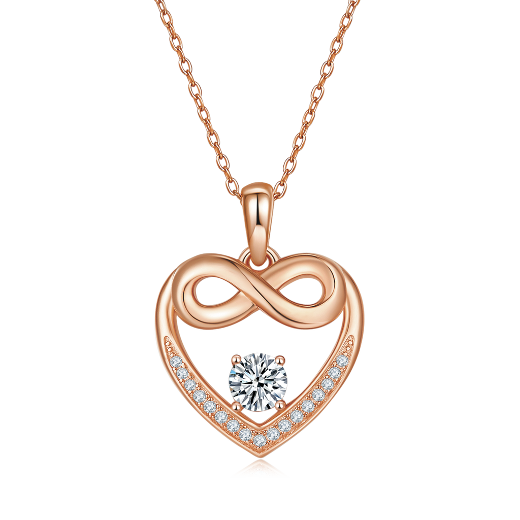4.8g S925 Argent Sterling 5mm Moissanite Infinity Coeur Collier 45cm 17 Pierres Pendentif Wi