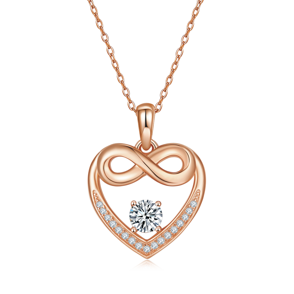 4.8g S925 Argent Sterling 5mm Moissanite Infinity Coeur Collier 45cm 17 Pierres Pendentif Wi