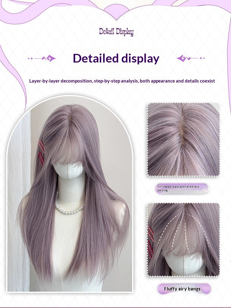Wig gris-purple pour les femmes Pleine Tête d'oeuvre Internet célèbre