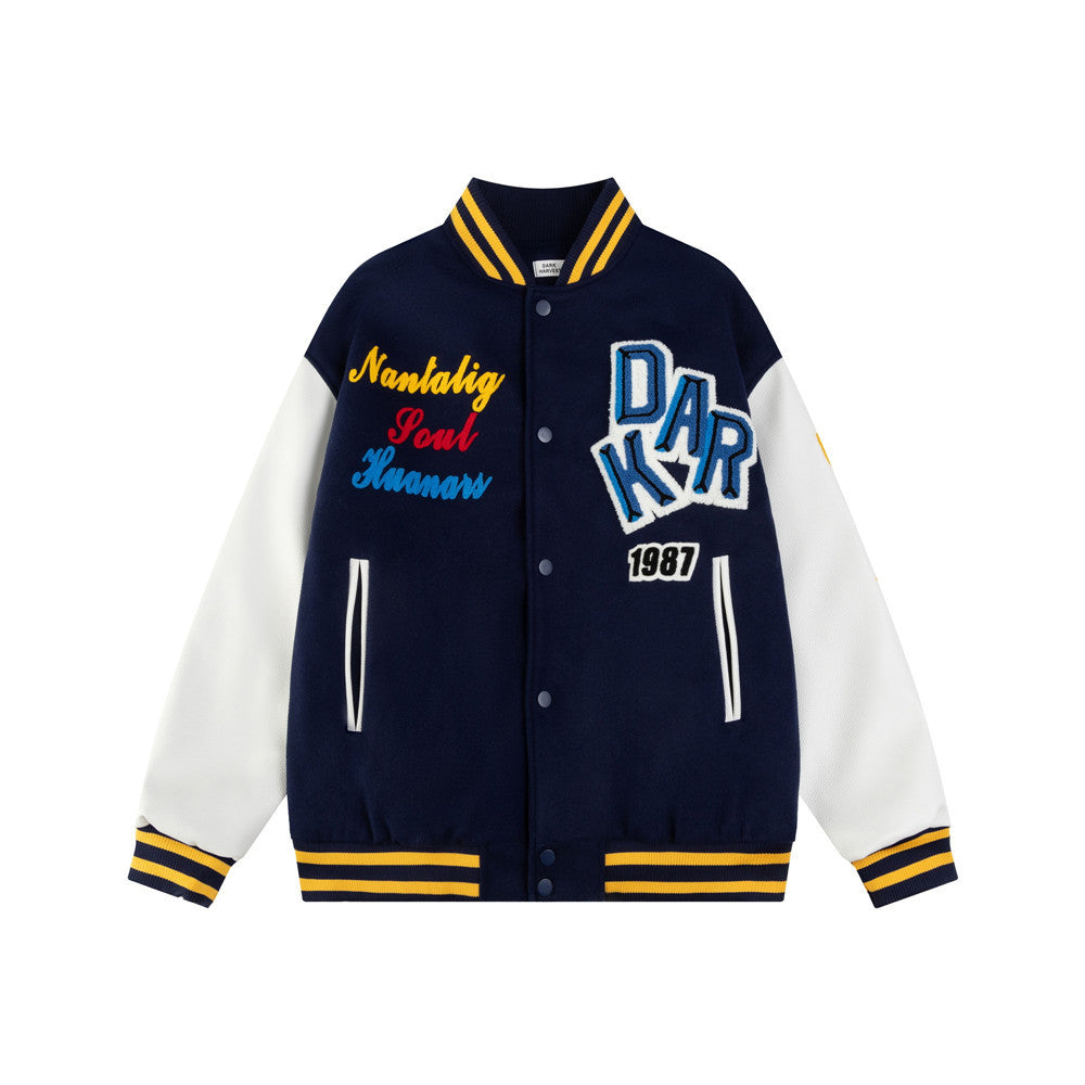 Veste de baseball brodée vintage style américain pour hommes