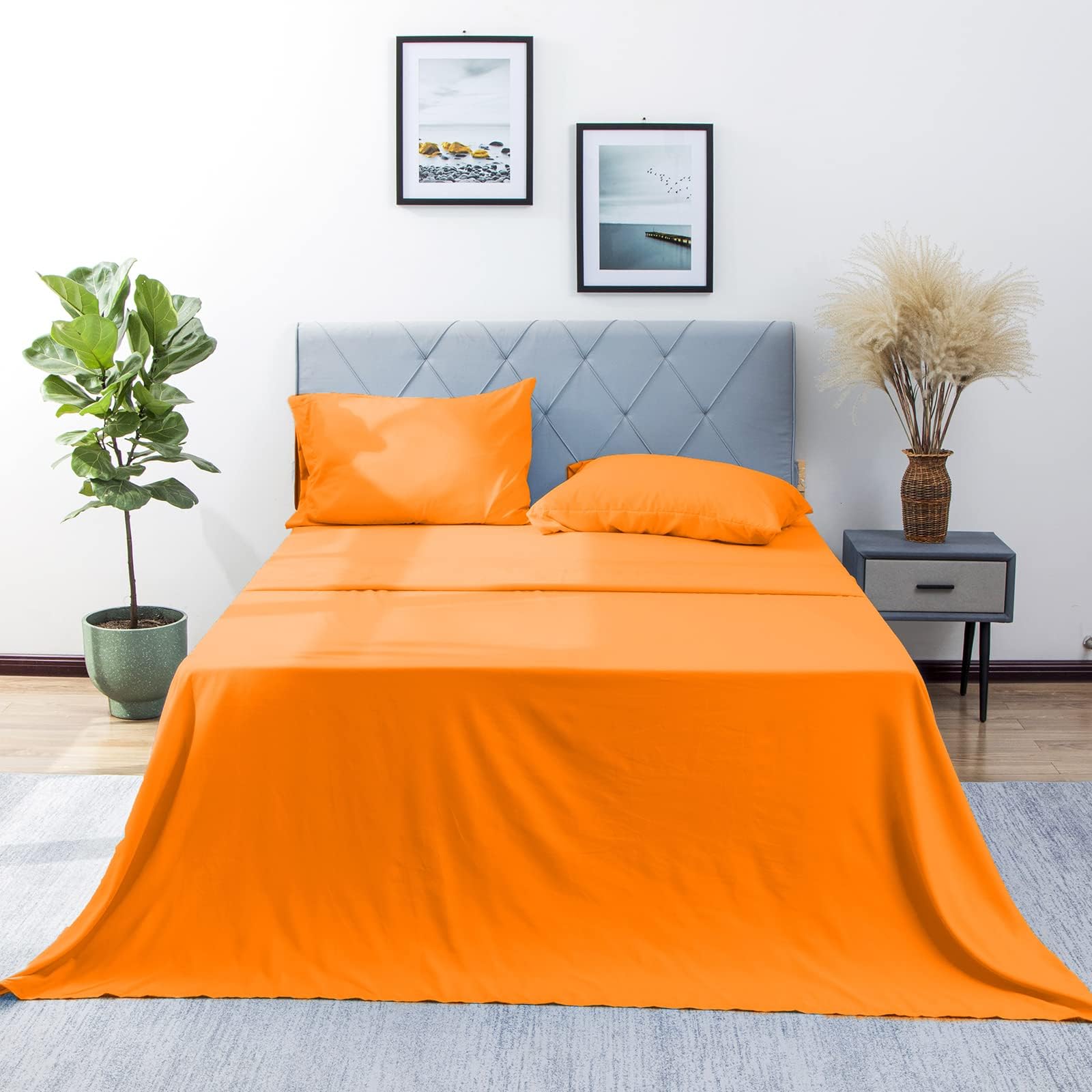 California King Feuille Set 4 Pièces Soft California King Taille Feuilles Refroidissement & Respirant H