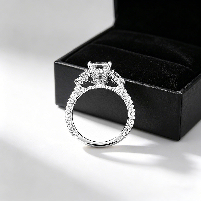 S925 Argent Long Rond Pointé-bottom 35-carat Moissanite Anneau de couleur D
