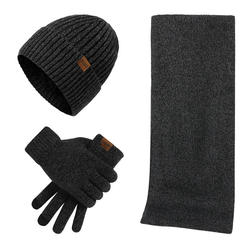 Écharpe de chapeau de tricot thermique et gants Ensemble de trois pièces