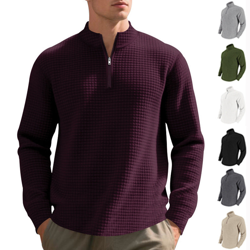 European And American Fashion Half Zipper Small Square Sweepshirt Hommes Printemps Et Automne