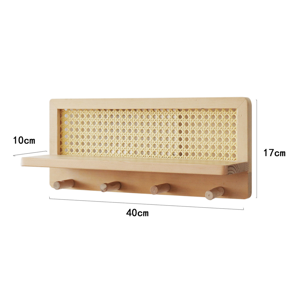 Rack de stockage mural de rotin en bois massif