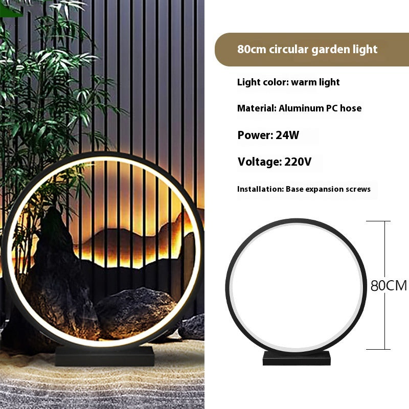 Courtyard pelouse lampe extérieur étanche simple anneau rond lampe de paysage