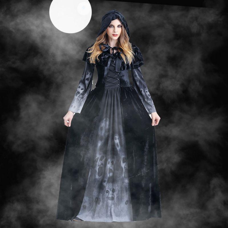 Halloween femmes médiévale gothique sorcière Maléfique Horreur effrayant Cosplay costume Carnaval Par