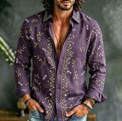 Chemise à manches longues pour hommes hawaïens