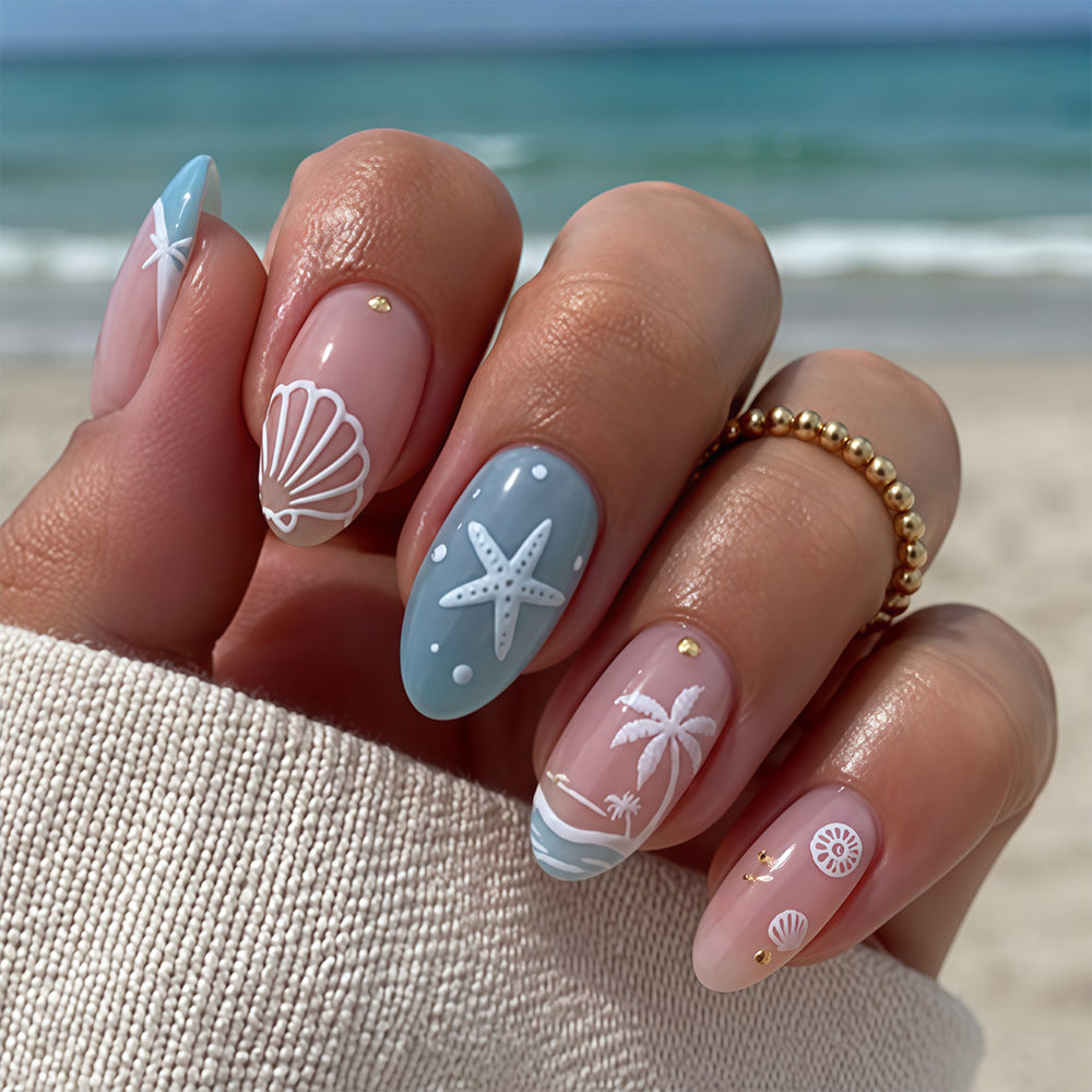 24 pièces de ongles artificiels ovales courts