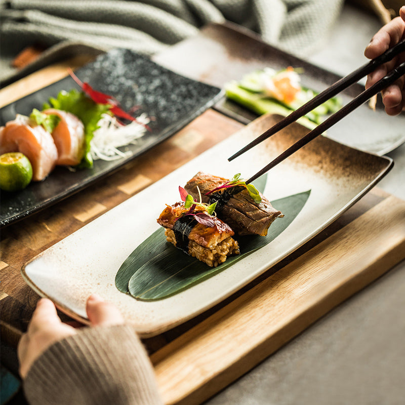 Plaques céramiques japonaises Sushi Dish Tableware Plateau Couverts