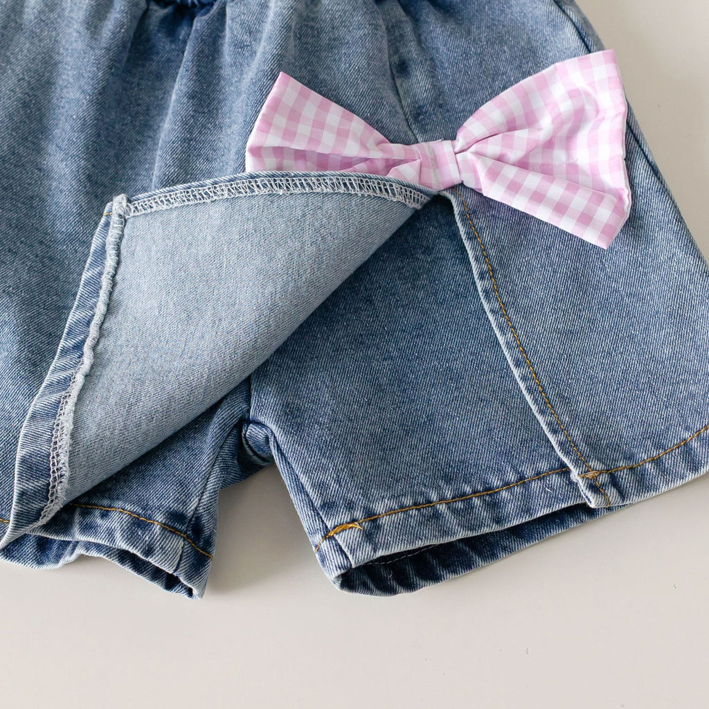 Plaid Dentelle Camisole et Denim Skort Set