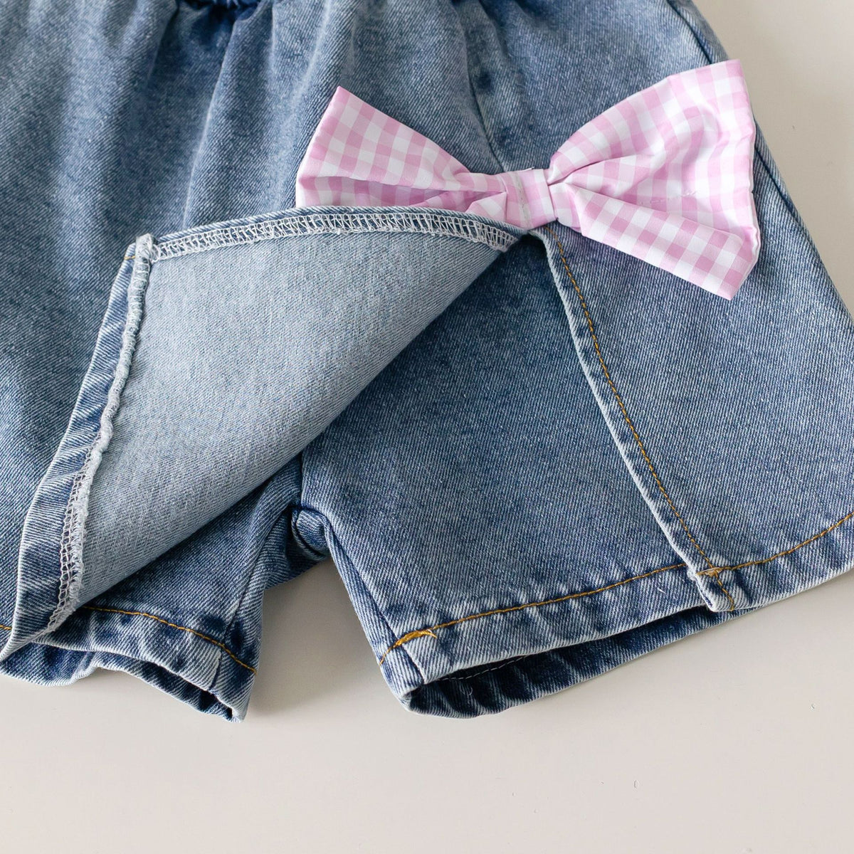 Plaid Dentelle Camisole et Denim Skort Set
