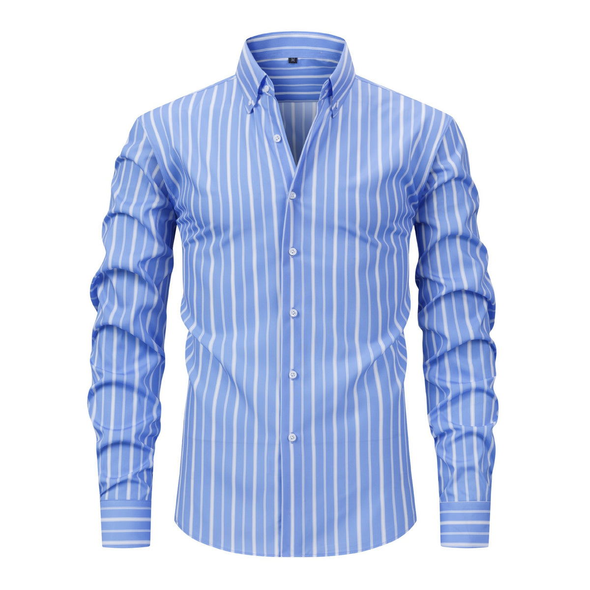 Jiana Quatre-Way stretch imprimé numérique rayé manches longues Lapel hommes chemise-comme homme S