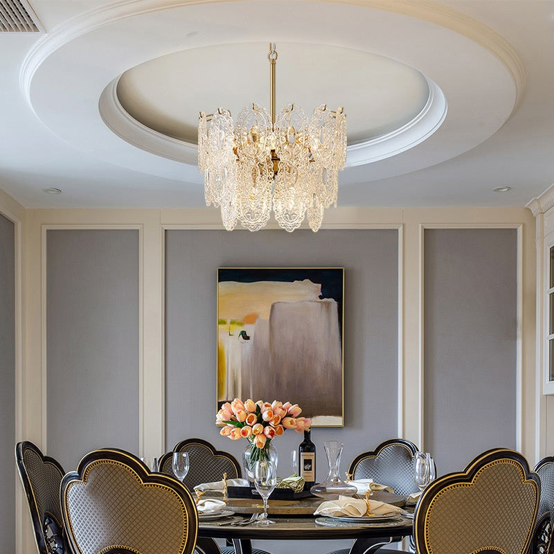 Luxury Lusury Glass Chandelier Metal and Glass Flush-mount Pendentif luminaire