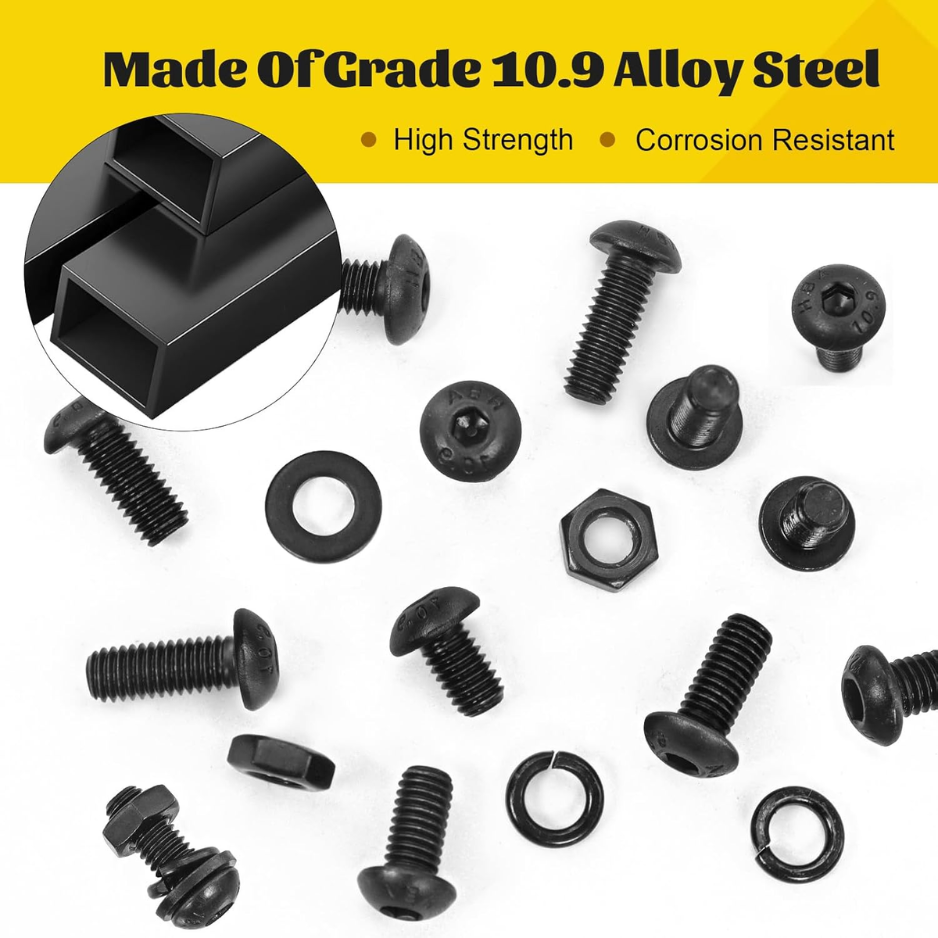 2200PCS M2 M3 M4 M5 Vis métriques Kit d'assortiment hexagonal Bouton de tête de socket Machine à vis