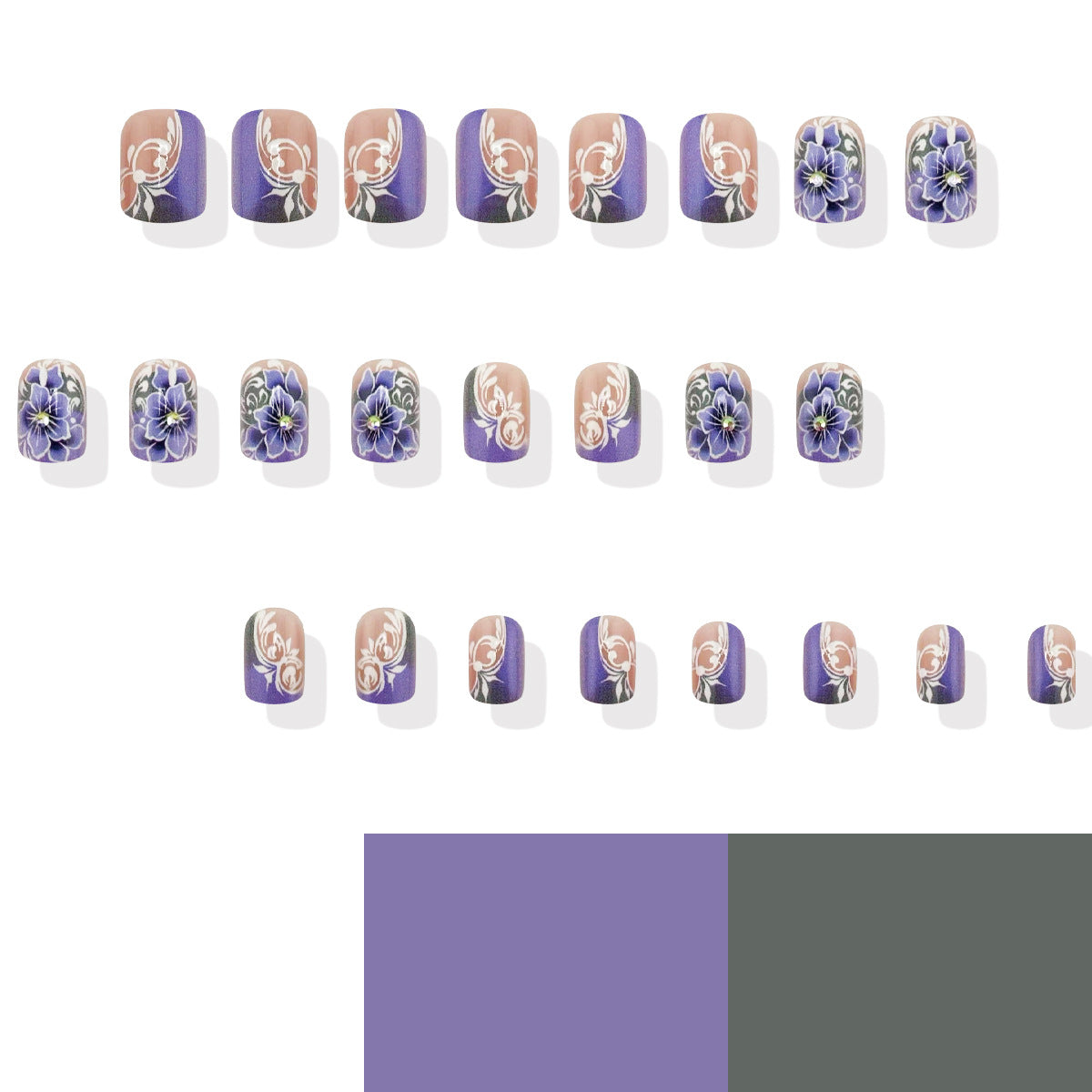 Stickers Gris violet de style européen de la ligne Flower Design Porter des ongles Armor