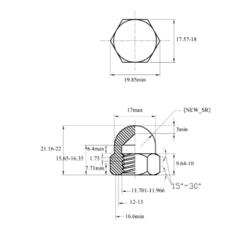 Cap intégré Sémicercle balle écrou bouchon vis