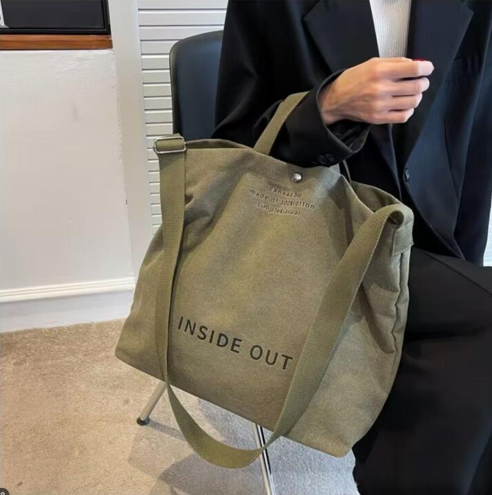 Toile épaisse Grande Capacité Sac à bandoulière léger Sac à toile rétro Diagonal - Vert O