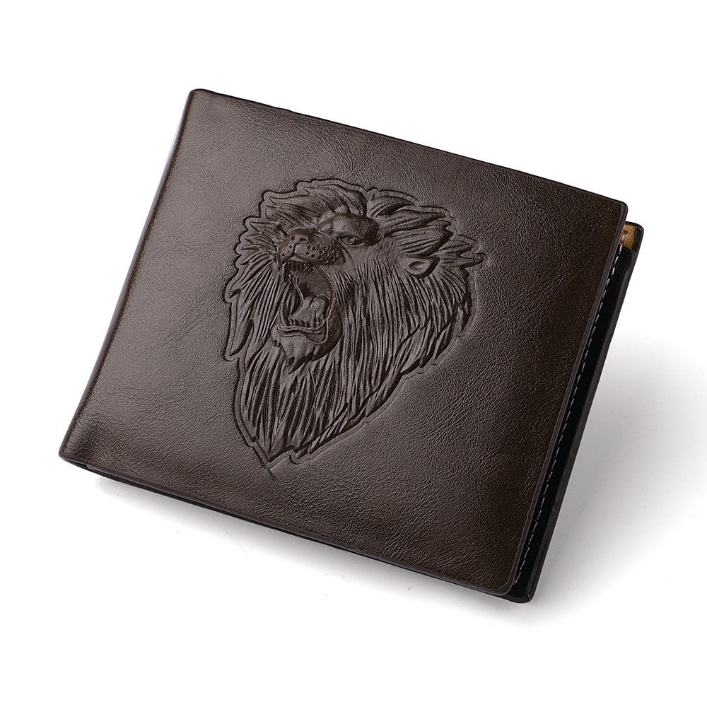 Zipper pour hommes Wallet Lion modèle Embossed Animal